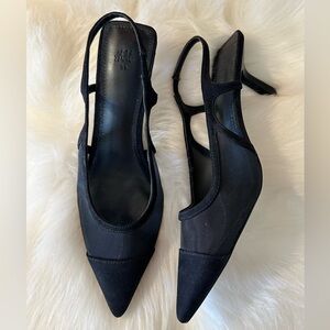 H&M Black Mesh Slingback Heels